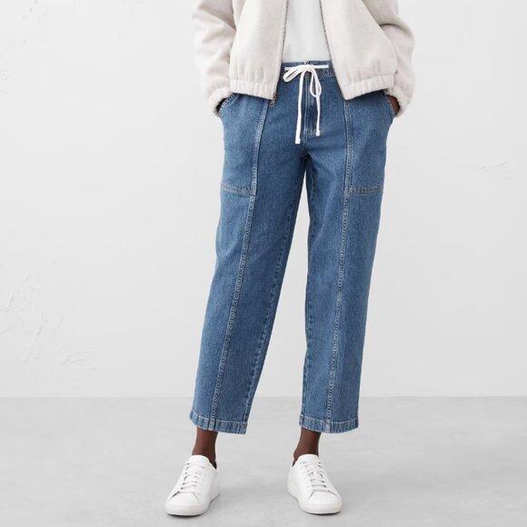 NWT Banana Republic Size Large Blue Mid-Rise Tapered Ankle Jean - Picture 1 of 6